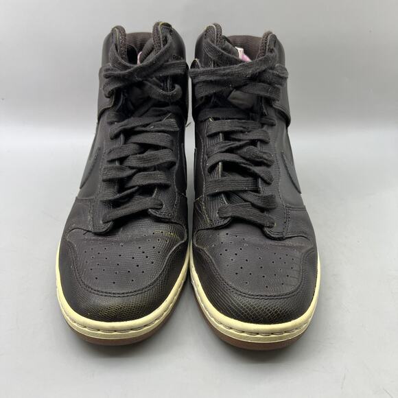 Nike Dunk Sky Hi Wedge Shoes Women Size 9.5 Black Brown Hidden Heel Mid Sneakers - Picture 2 of 8